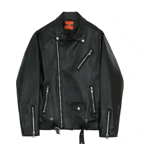 Black Faux Leather Biker Jacket | Bang Chan –  Stray Kids - Picture 4 of 7